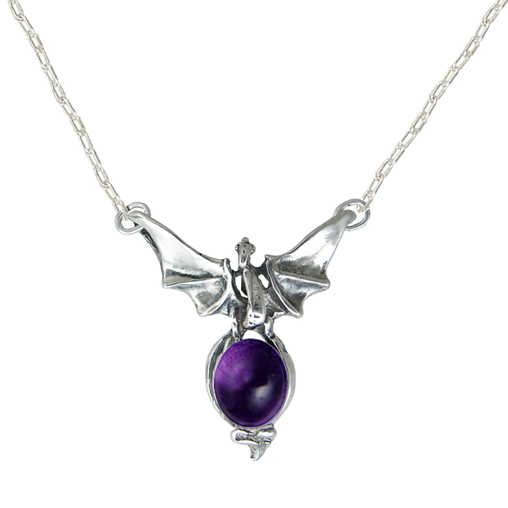 Sterling Silver Victory Dragon Necklace With Amethyst